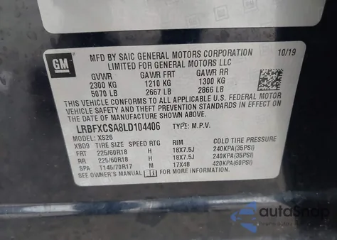 2020 Buick Envision Fwd Essence from USA, damaged, VIN LRBFXCSA8LD104406